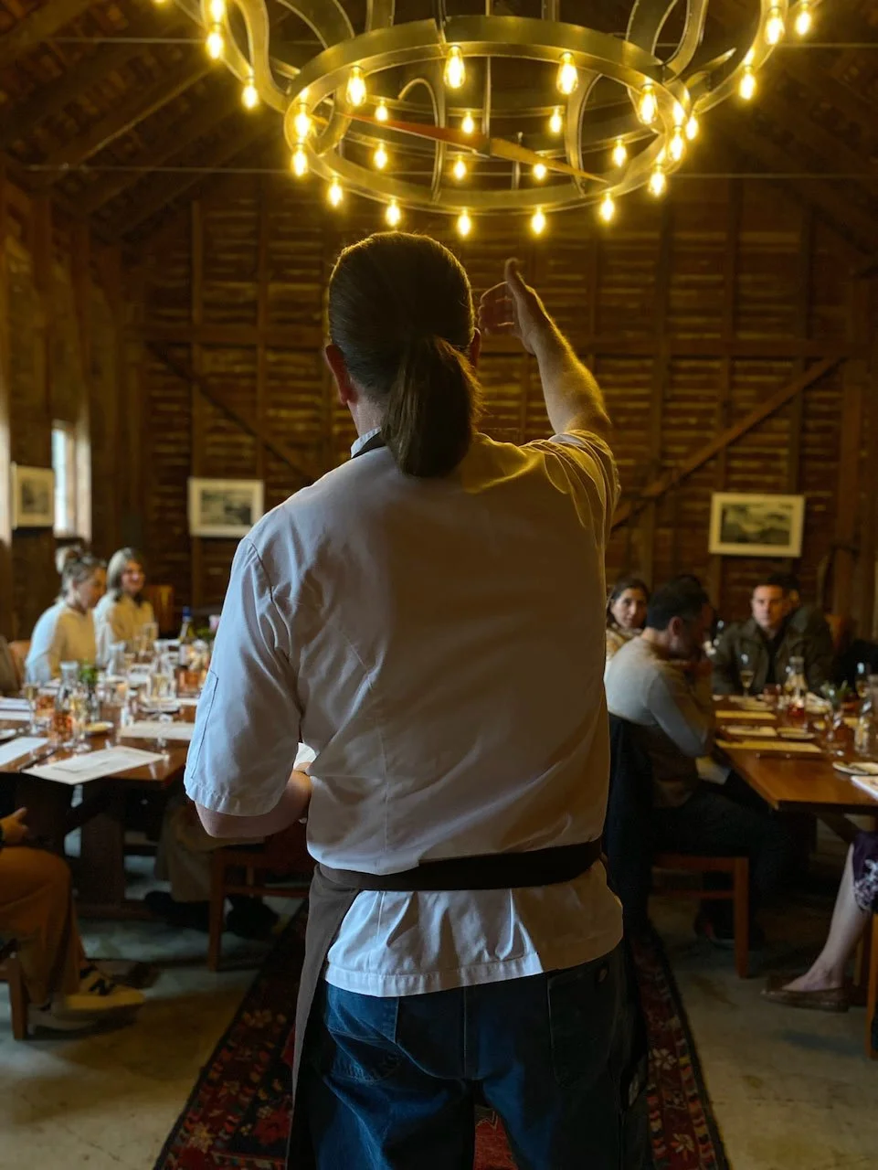 Owner and Chef Vincent speaking to dining customers