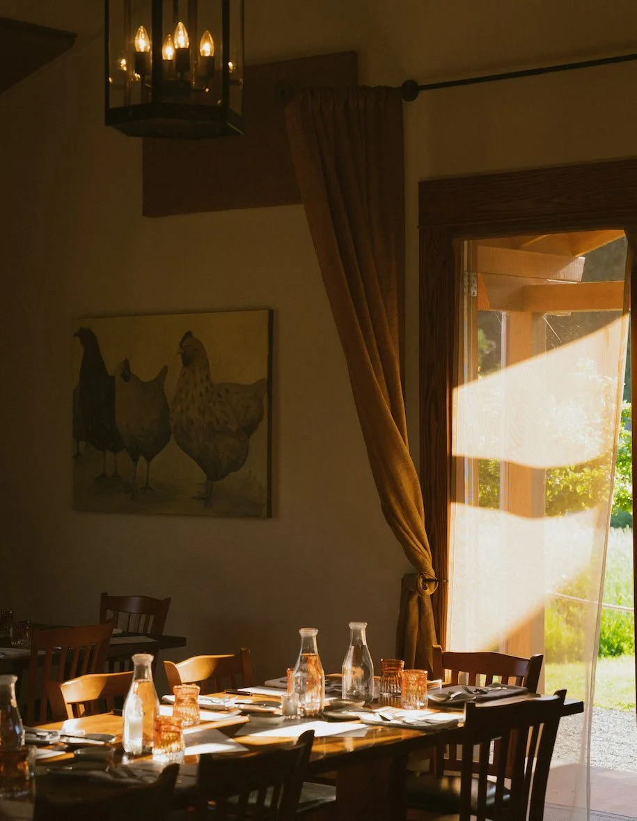 sunset lighting of inside Orchard Kitchen restaurant