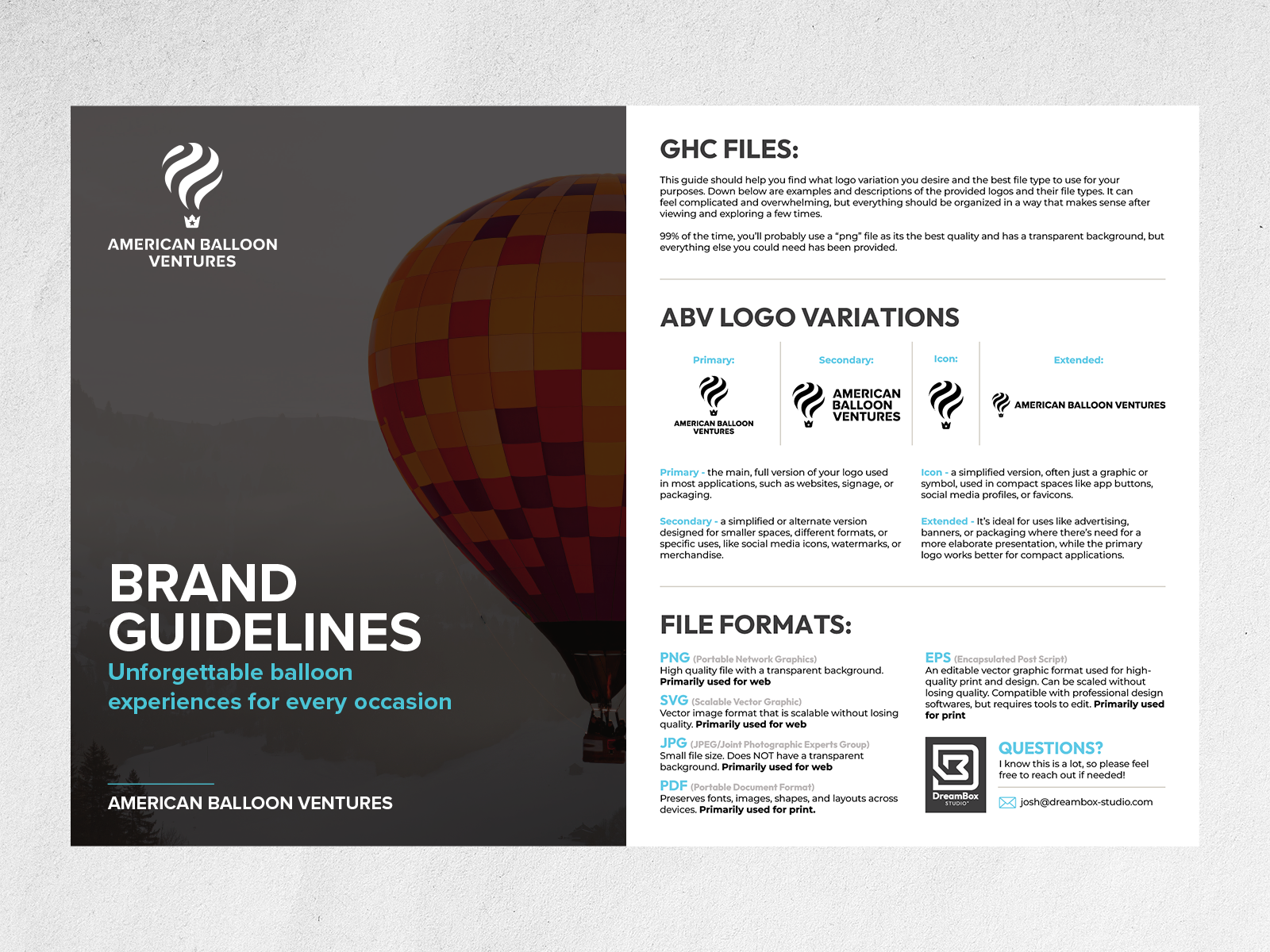 Finished creative work and brand materials