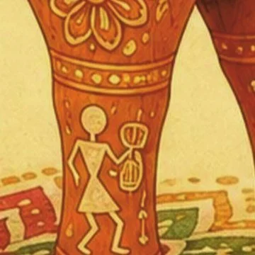 Warli dancers painted on the legs of the sandalwood horse