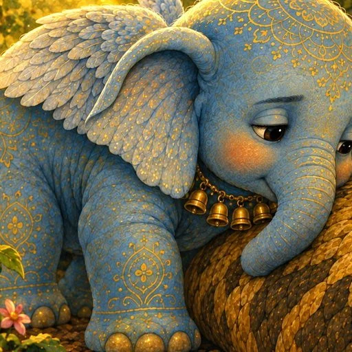 Indravat, a small blue elephant with wings