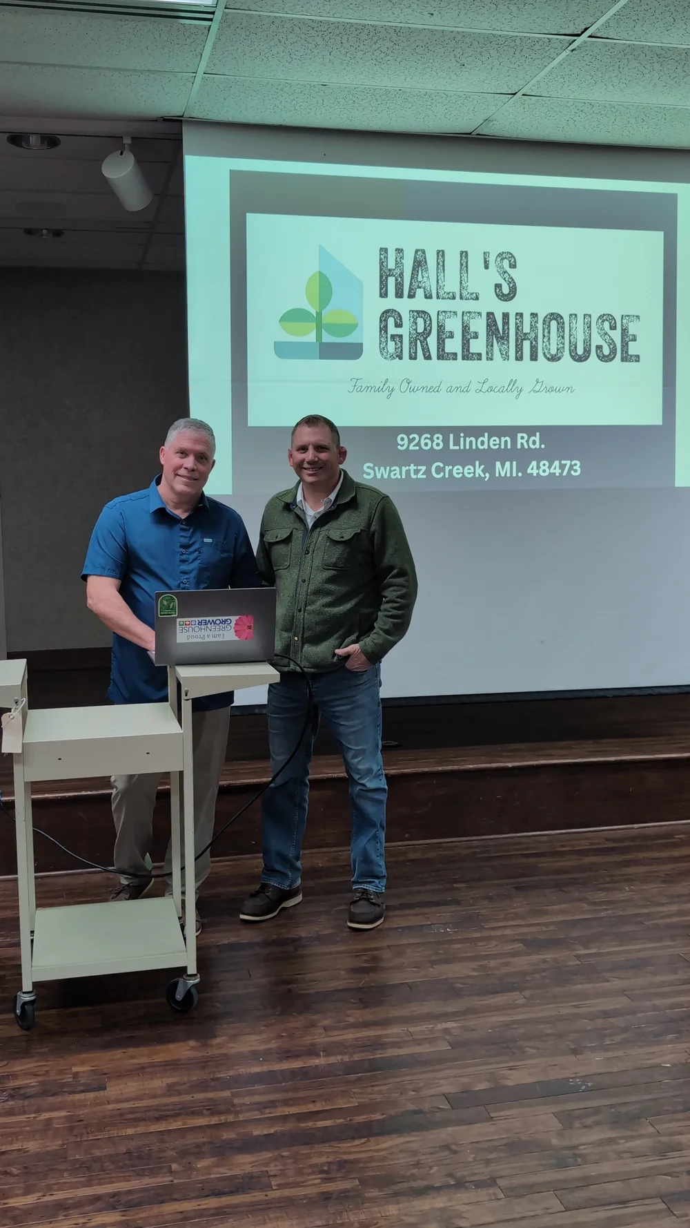 Chuck and Jerry giving a talk for the Open Gate Garden Club in the Fenton–Linden area