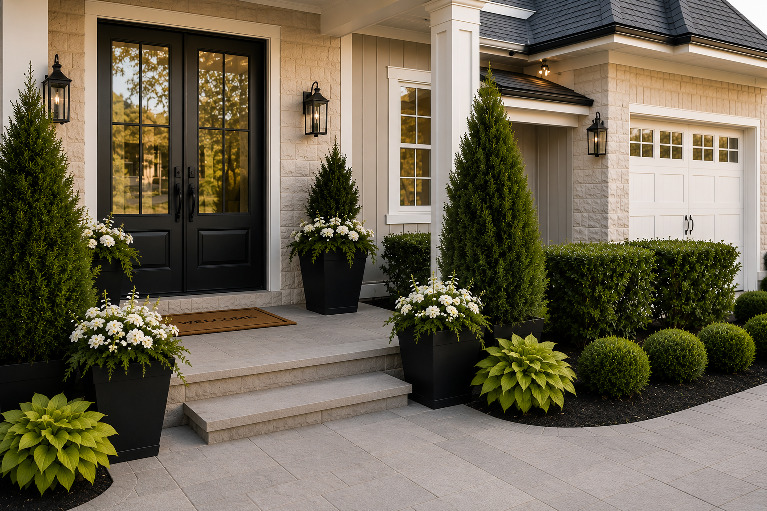 Professionally styled home exterior for a real estate listing