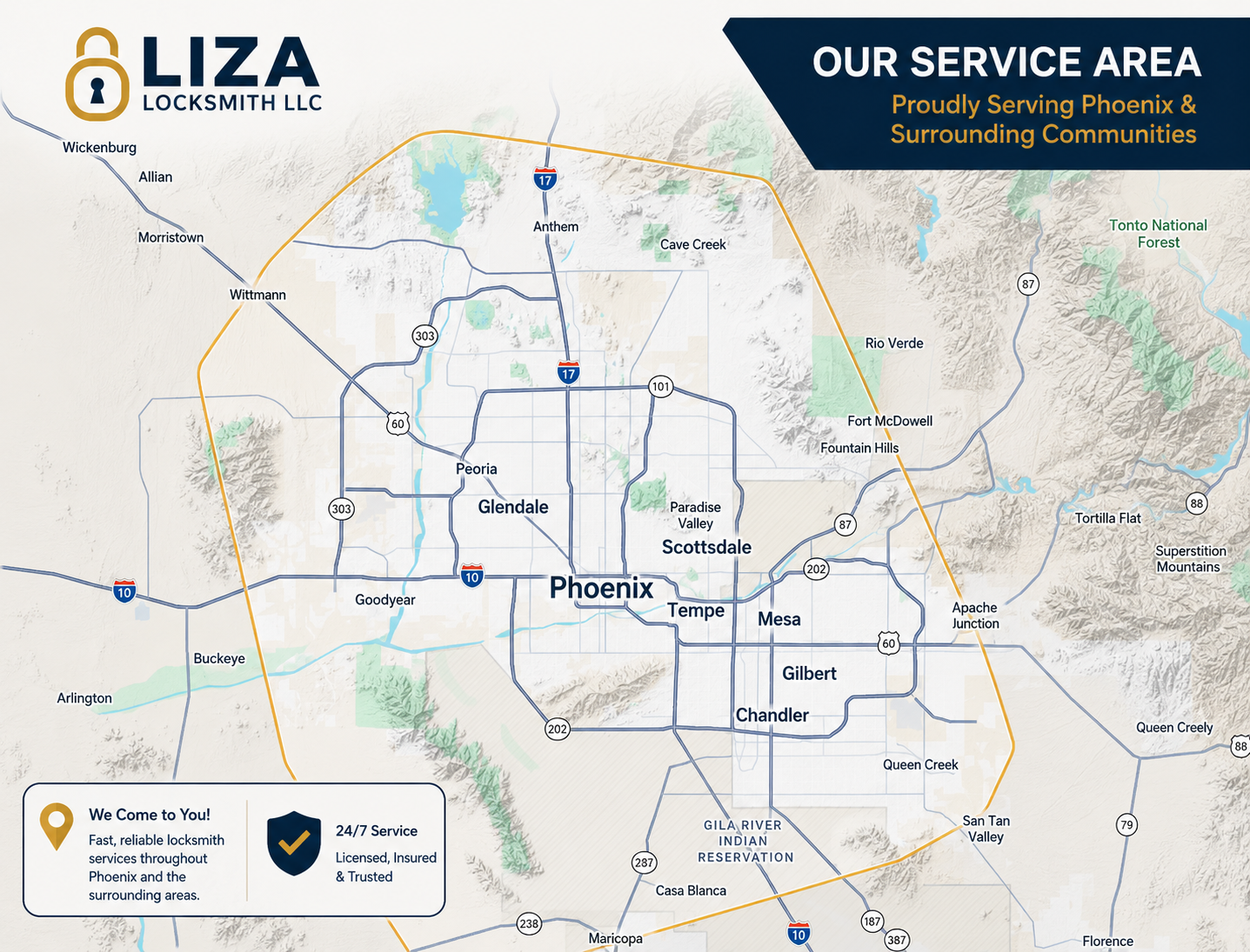 Our Locksmith Service Area Map
