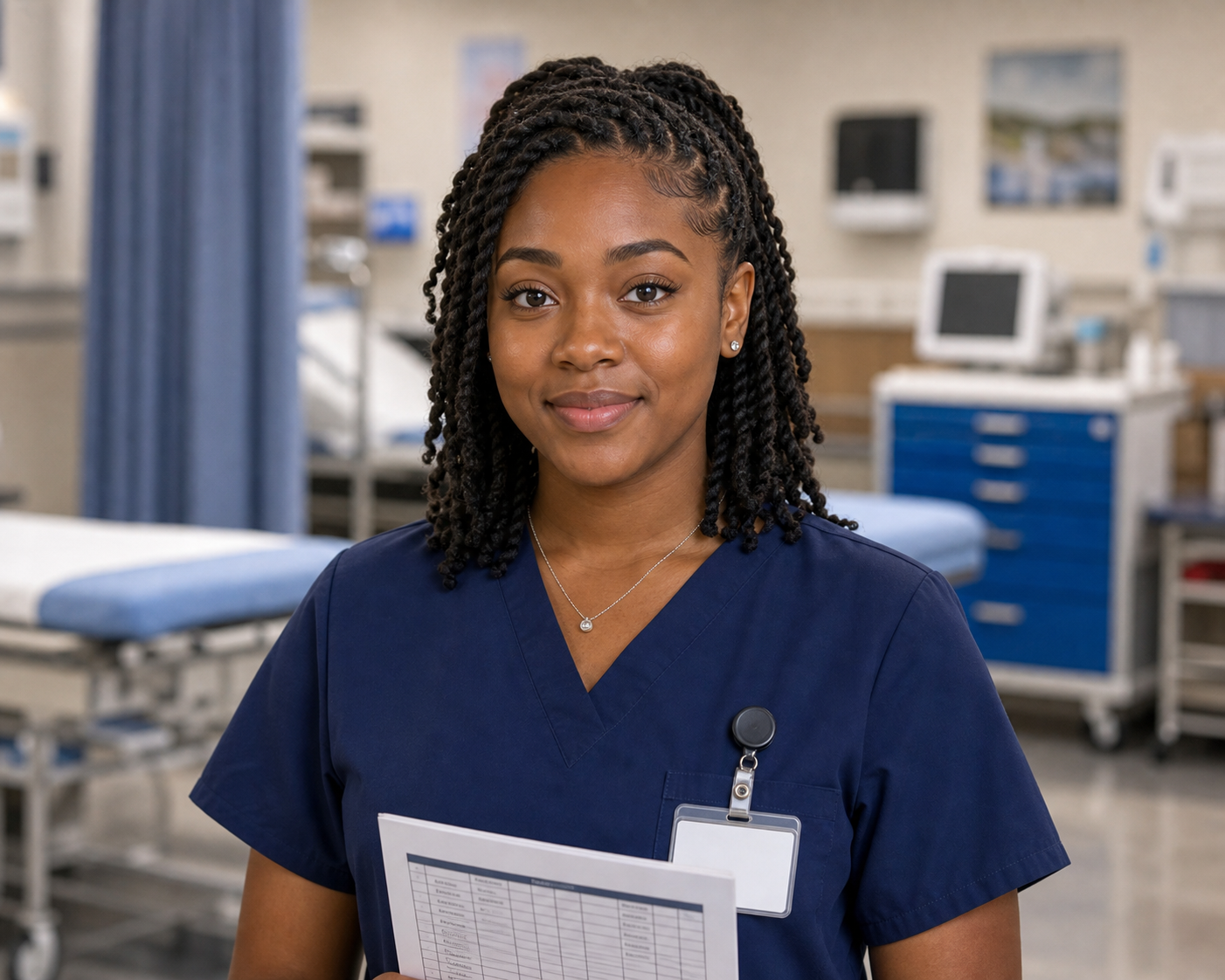 Portrait of Amara Wilson, a fictional CareTown medical assisting student