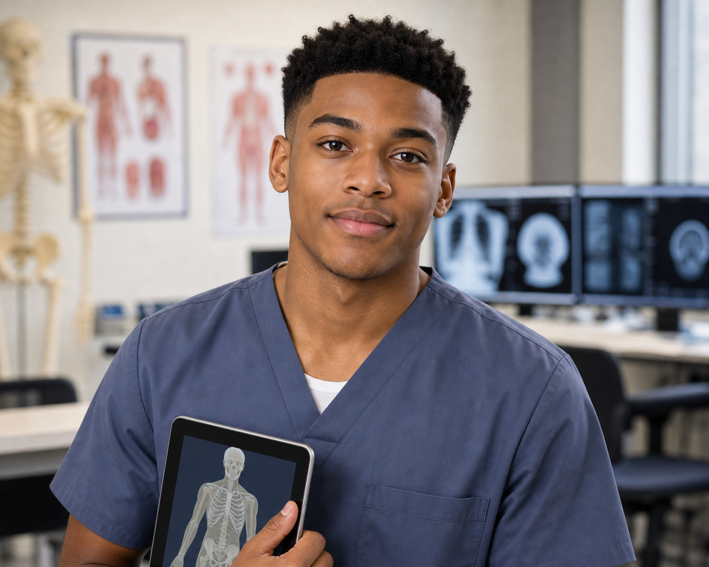 Portrait of Elijah Carter, a fictional CareTown diagnostic services student