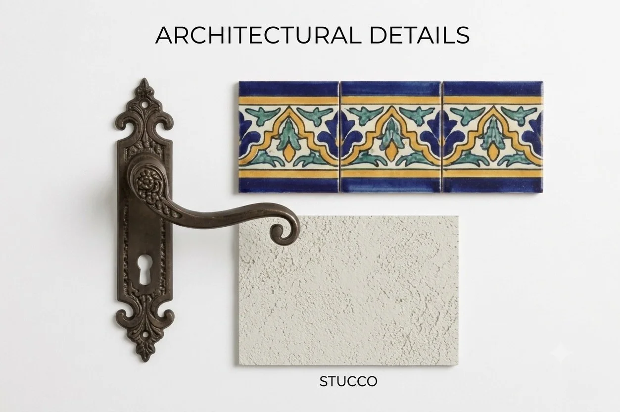 Architectural detail of smooth stucco and arch
