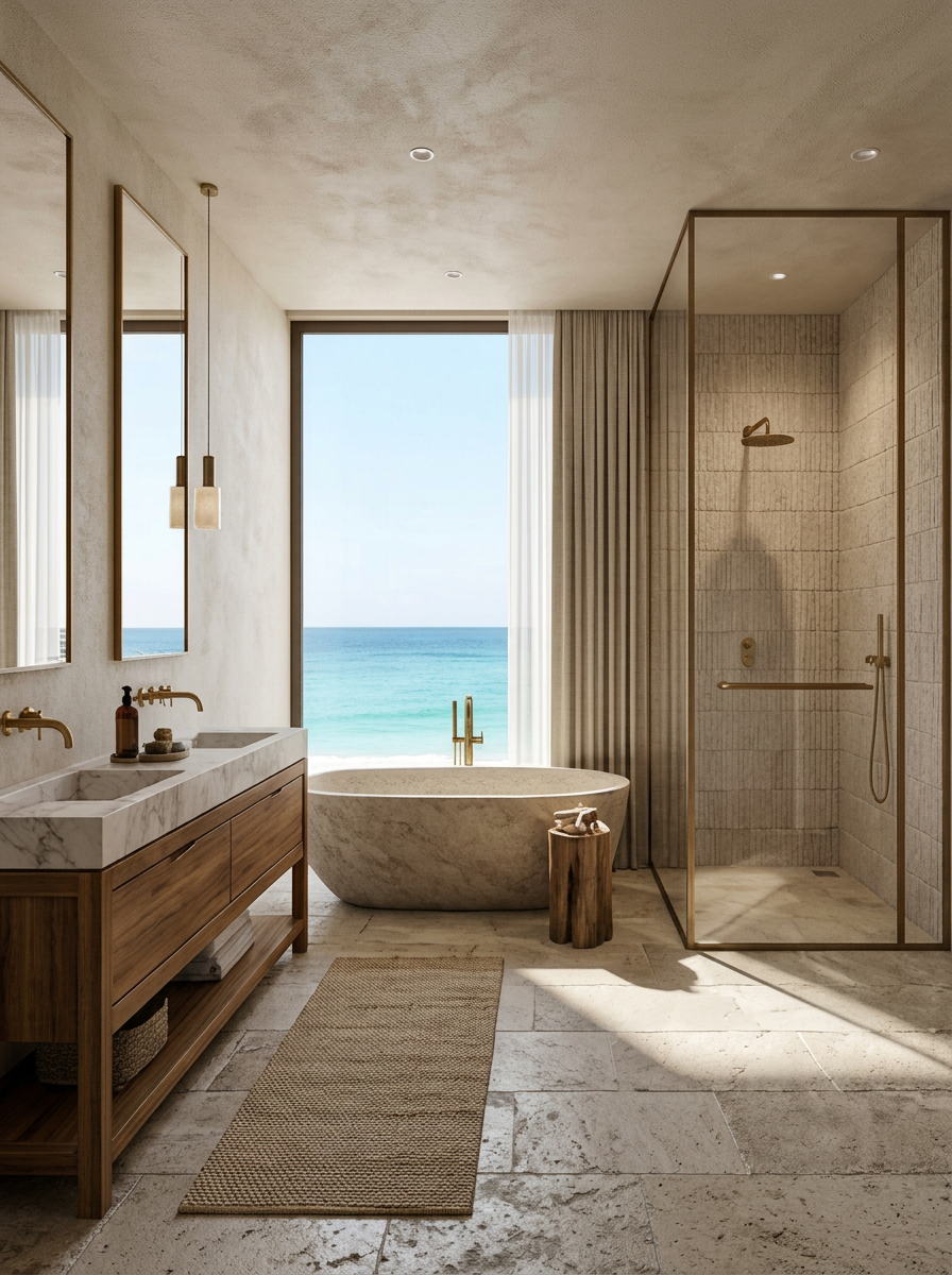 Luxury bathroom with freestanding tub