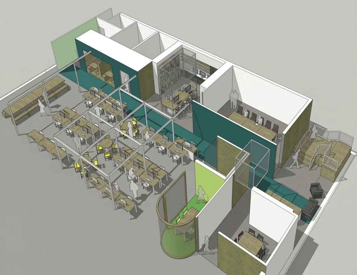 Smart workstation office 3D layout rendering