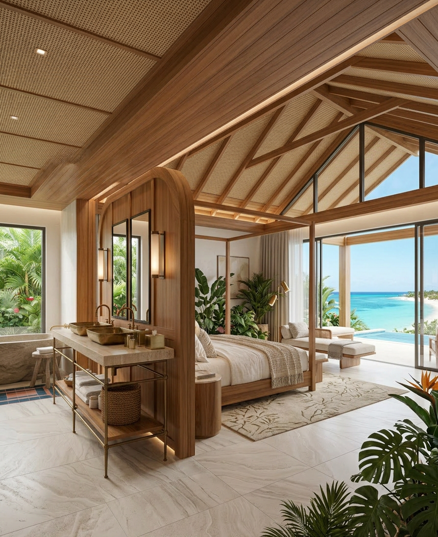 St. Kitts — villa bedroom with ocean view