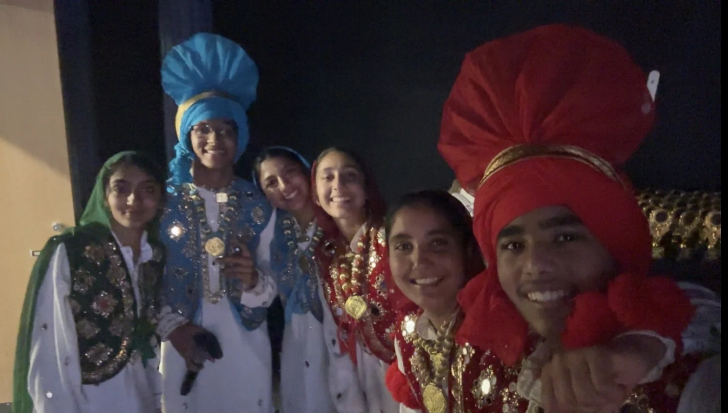 Arnav with fellow dancers backstage at the Georgia Bhangra Academy 2025 recital