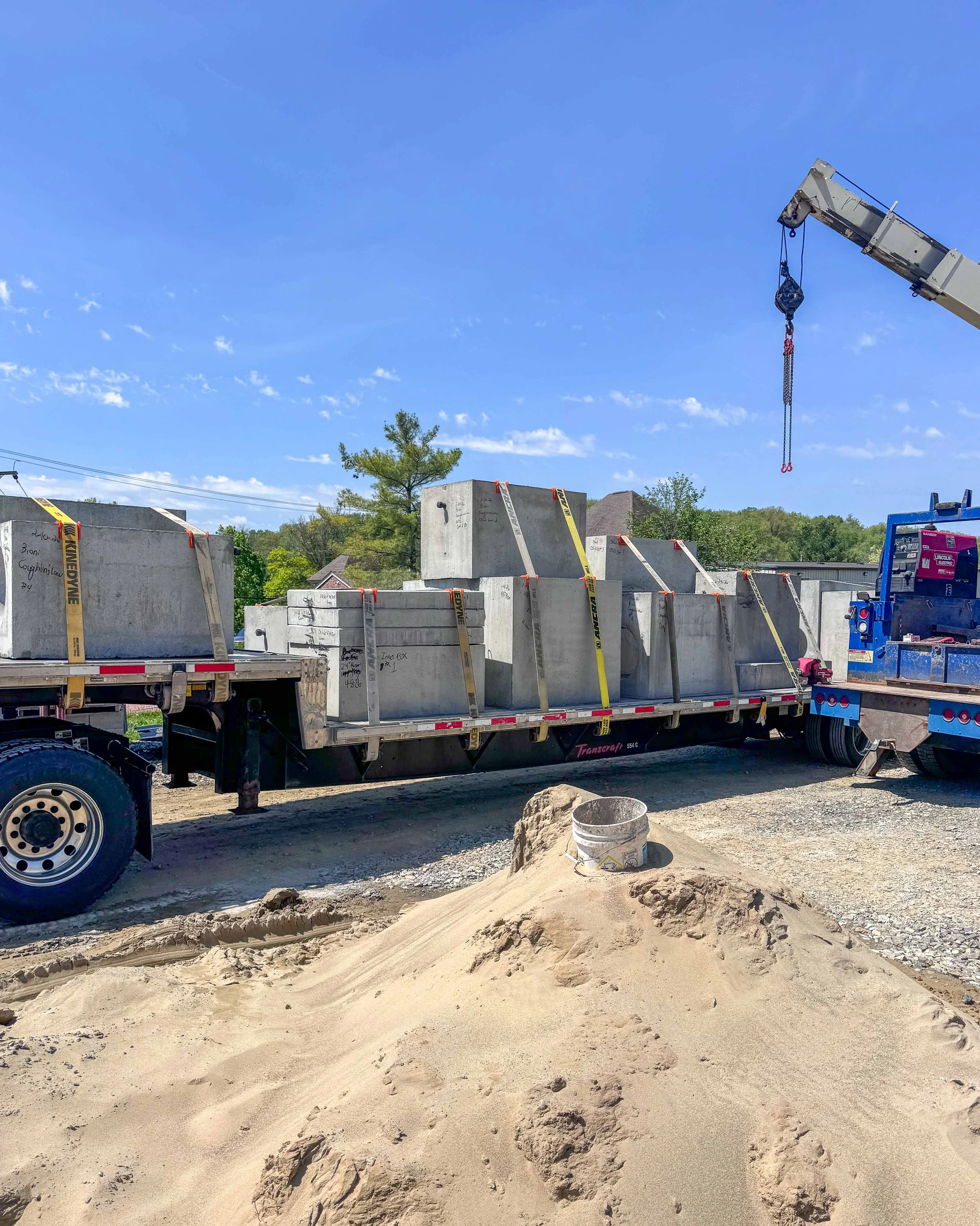 Precast concrete materials delivered to the Common Ground Kitchen & Taps construction site in McMurray, PA.