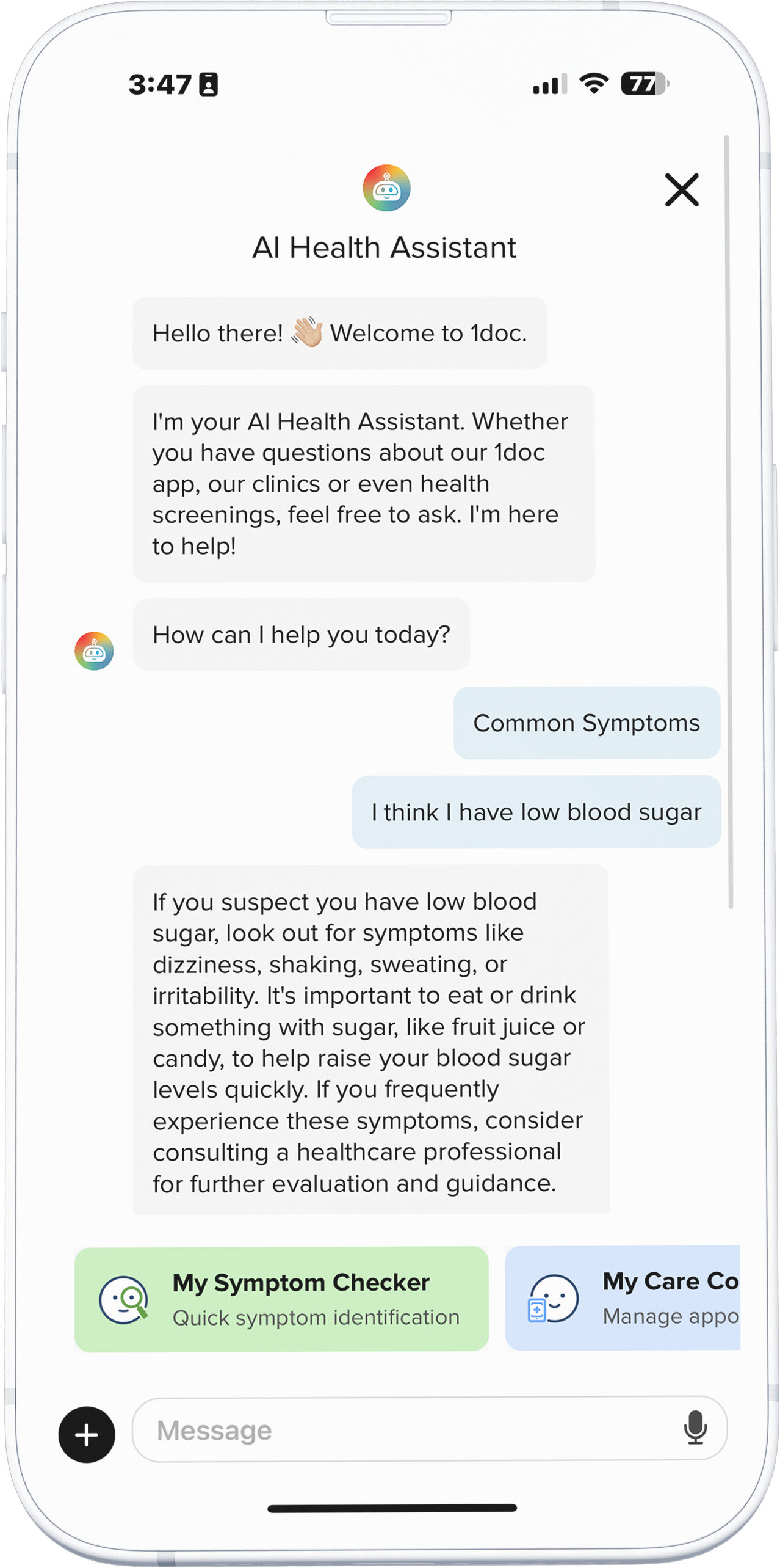AVA triage chat