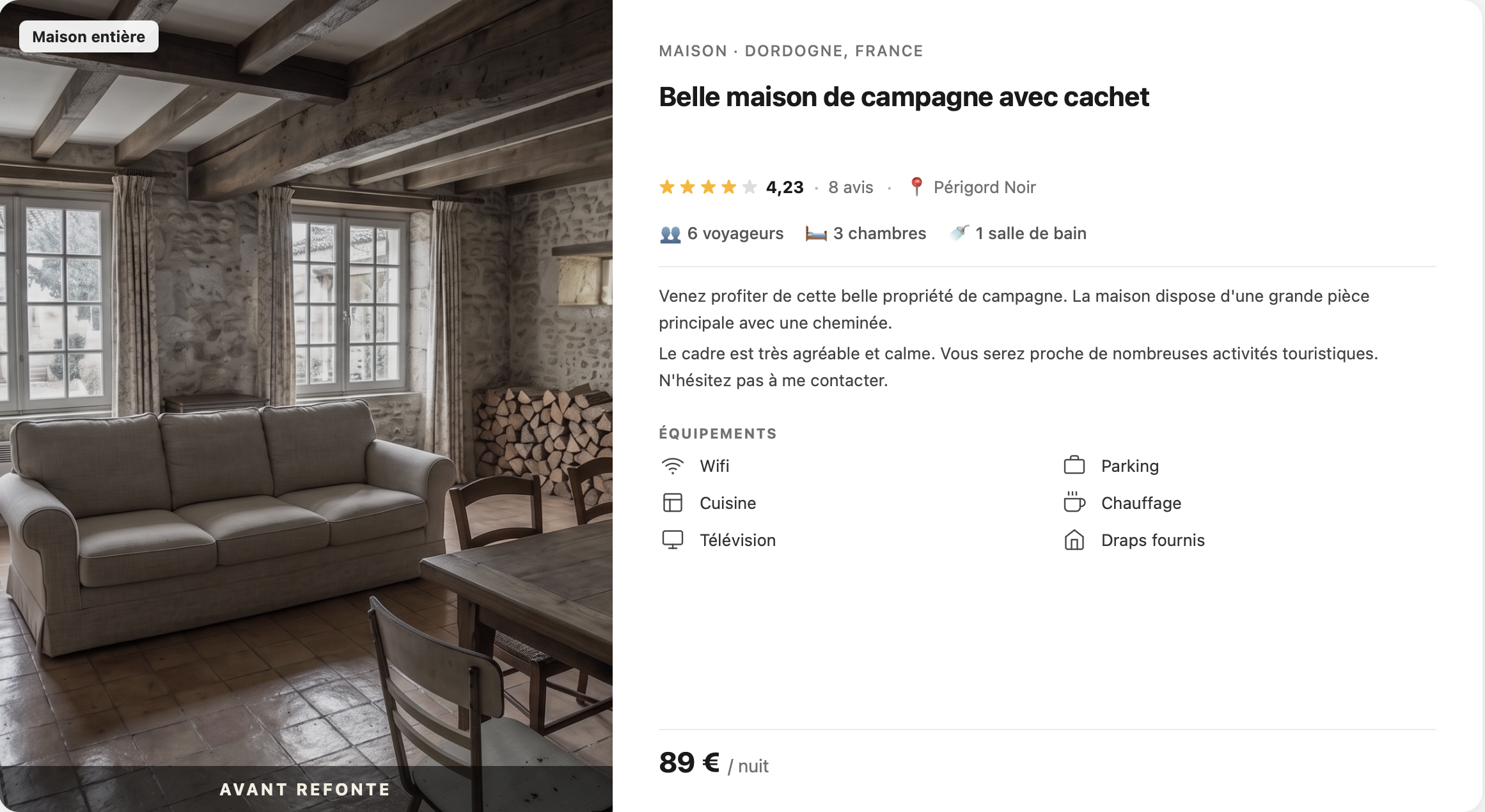 Annonce avant refonte Maison Locative