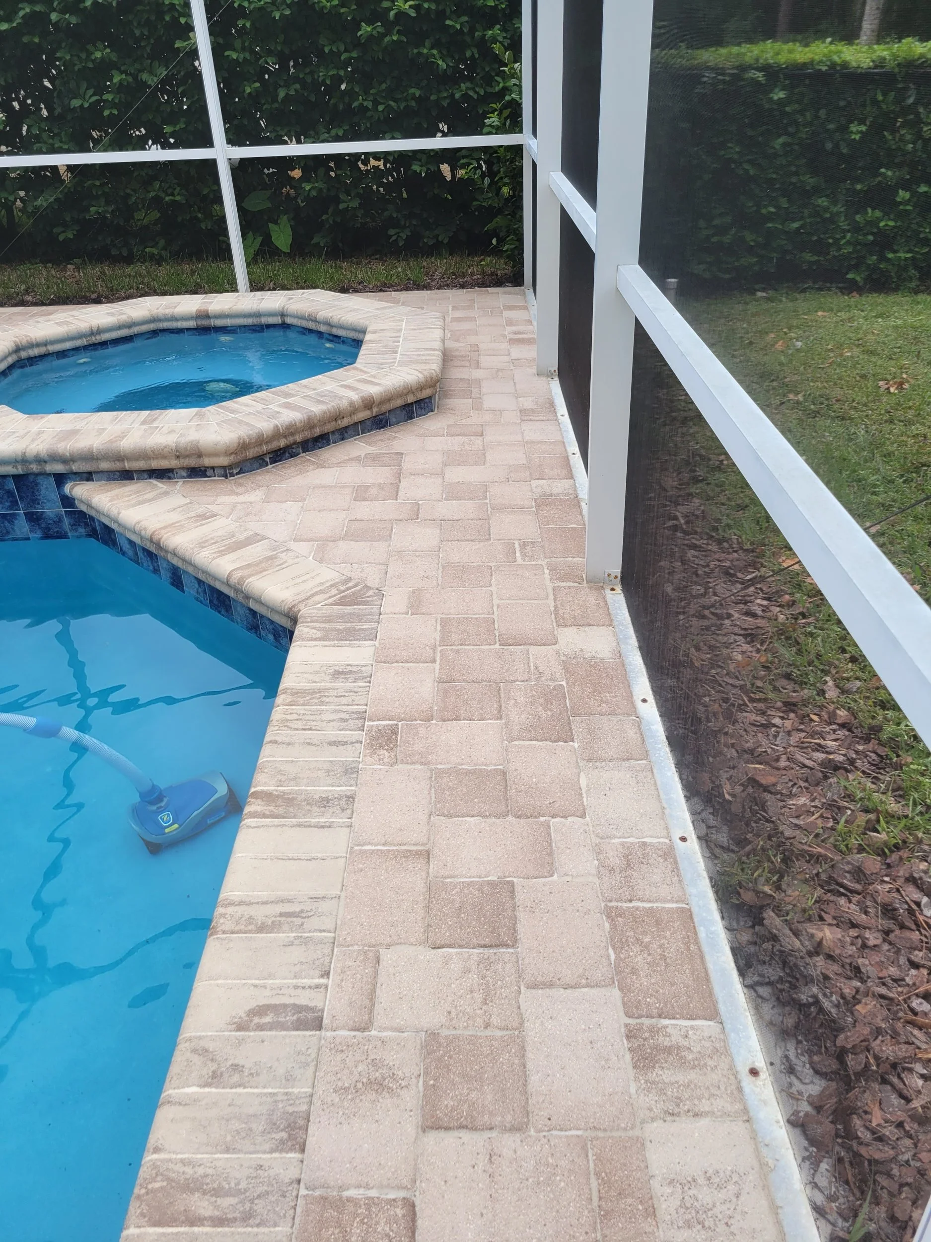 Pool deck pressure washing