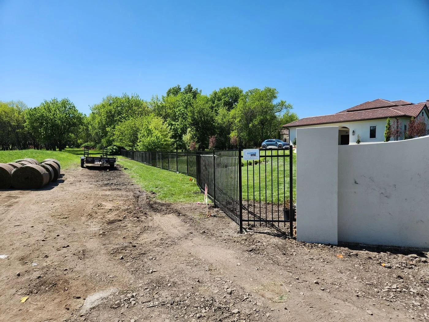 Residential backyard ornamental iron