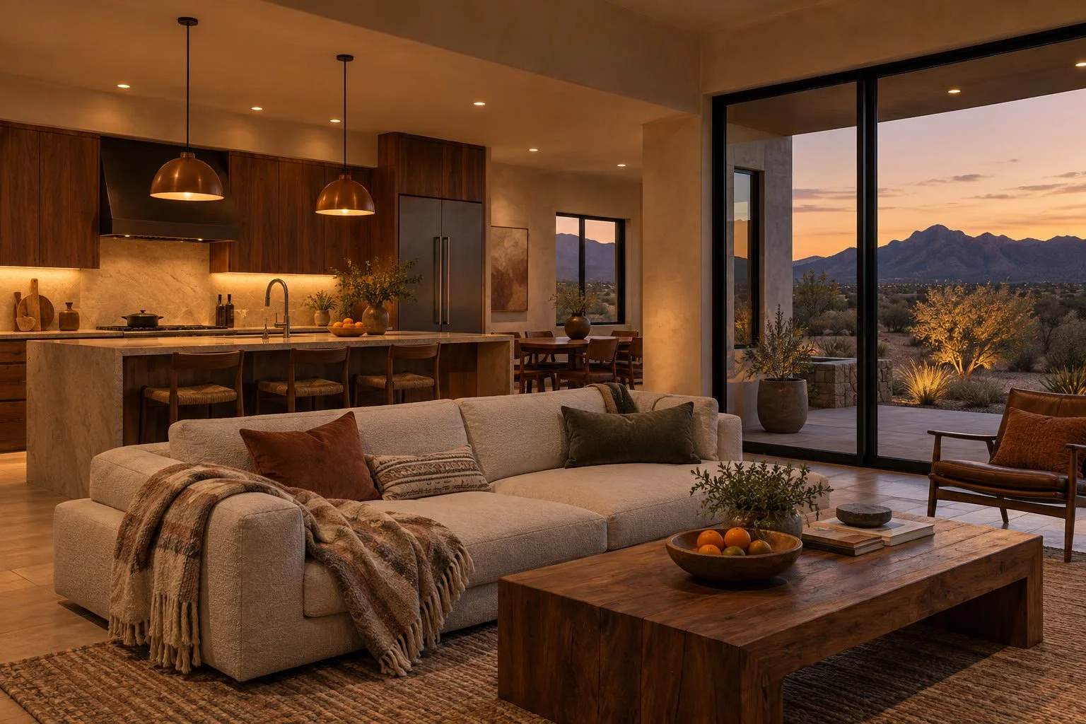 Warm architectural lighting in a welcoming Southwest home