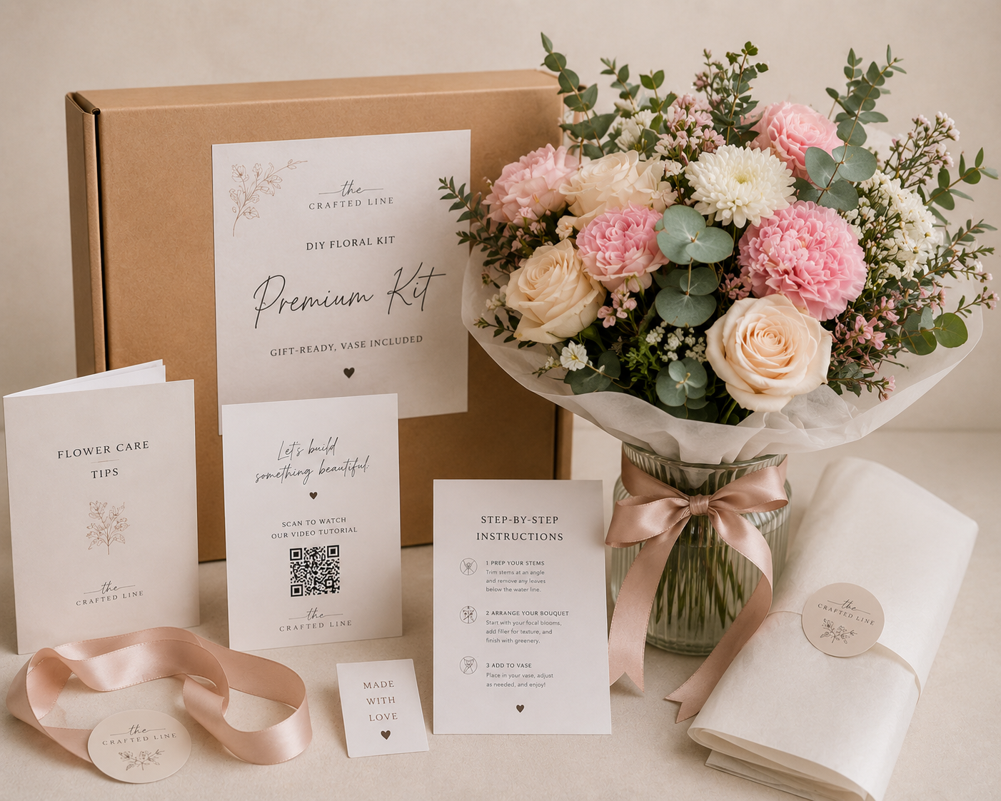 Premium DIY Floral Kit with vase and gift box