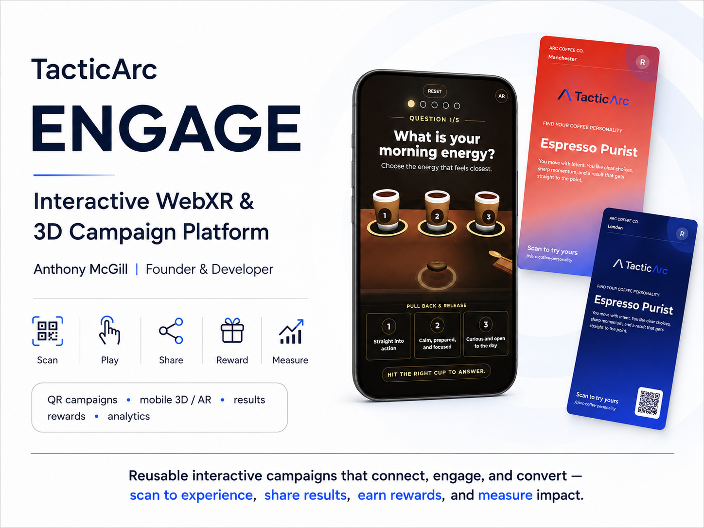 TacticArc Engage interactive WebXR and 3D campaign platform