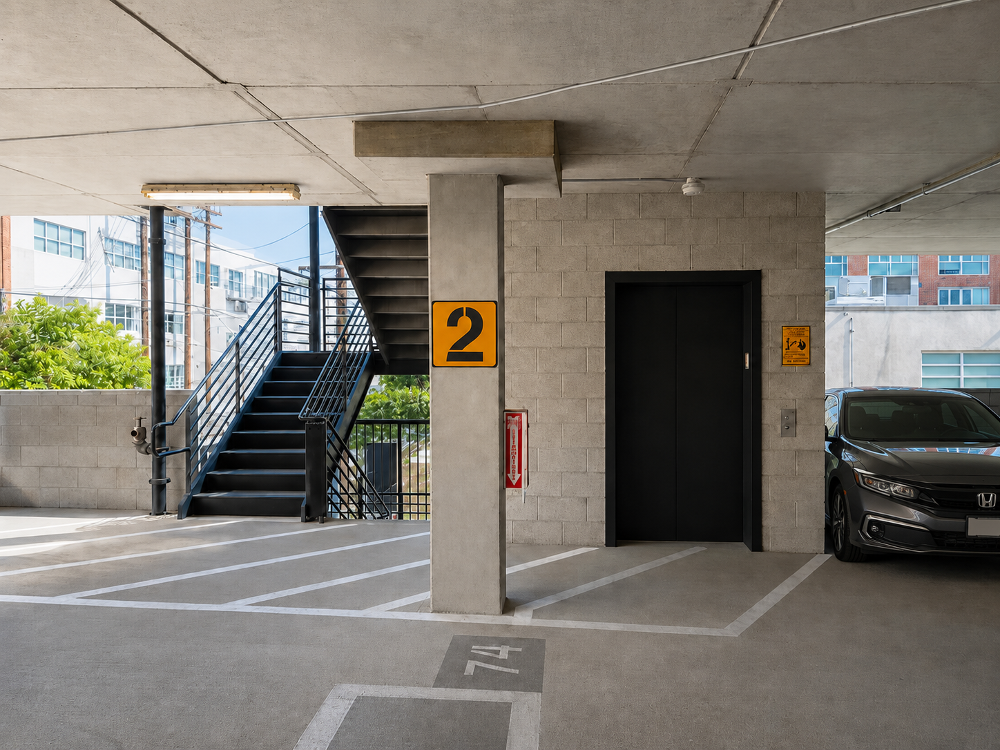Molino Parking Garage entrance for monthly parking availability