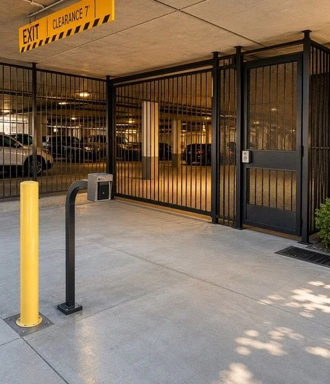 Secure gated monthly parking access at Molino Garage