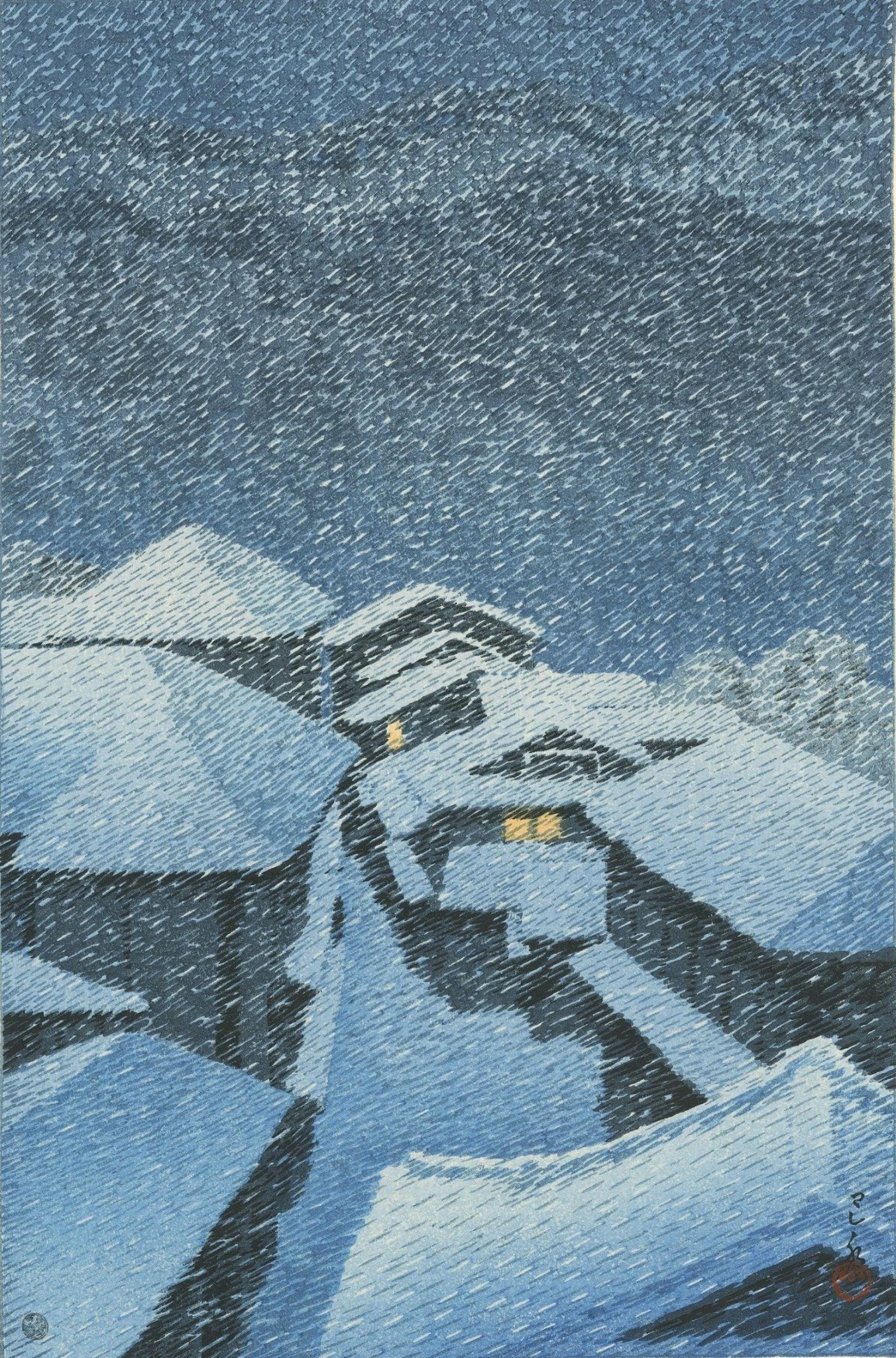 Canvas reprint of The Hamlet of Hataori in Shiobara, the 1946 woodblock artwork by Kawase Hasui