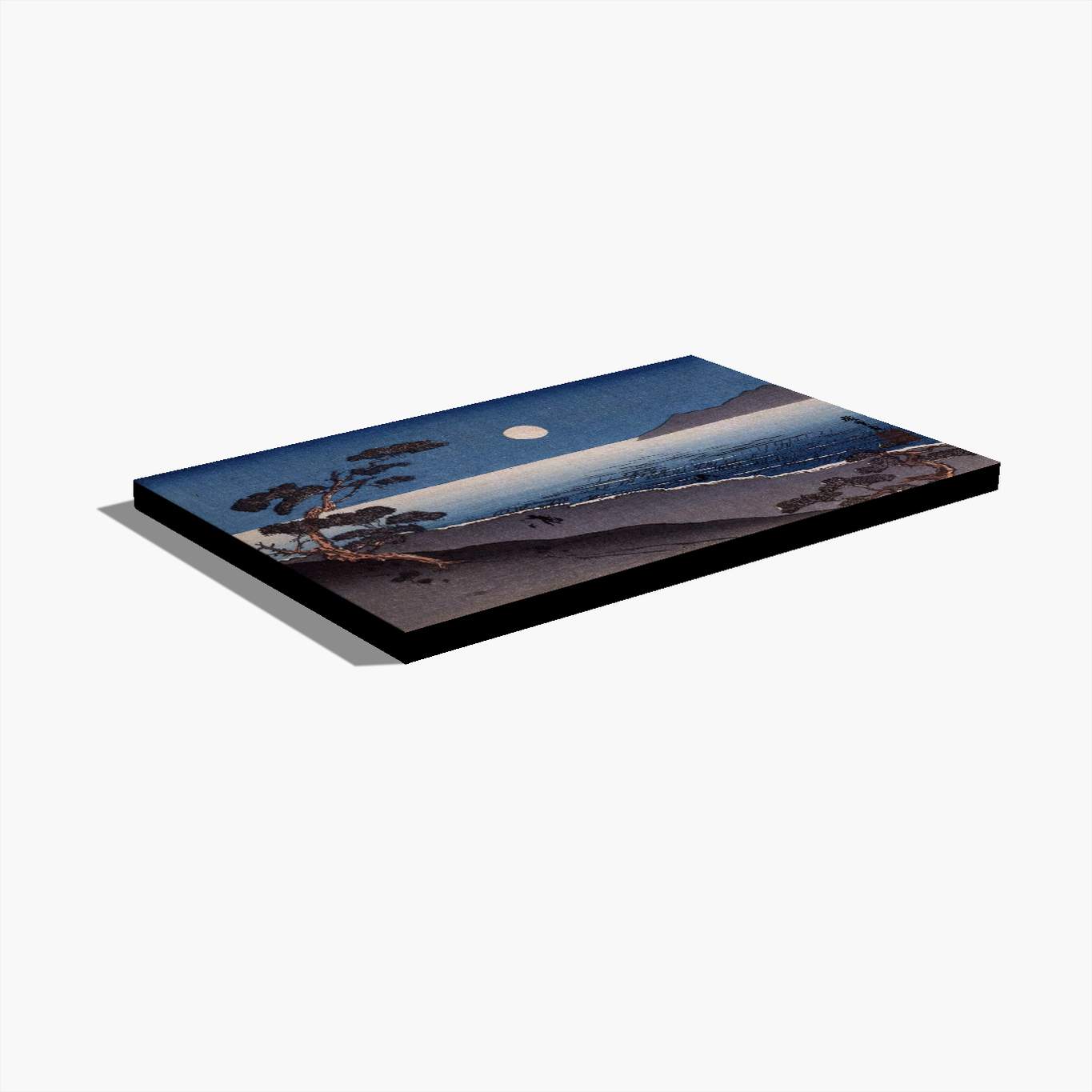 Angled view of the Suma Beach at Night canvas reproduction, showing the printed surface and dark side edges.