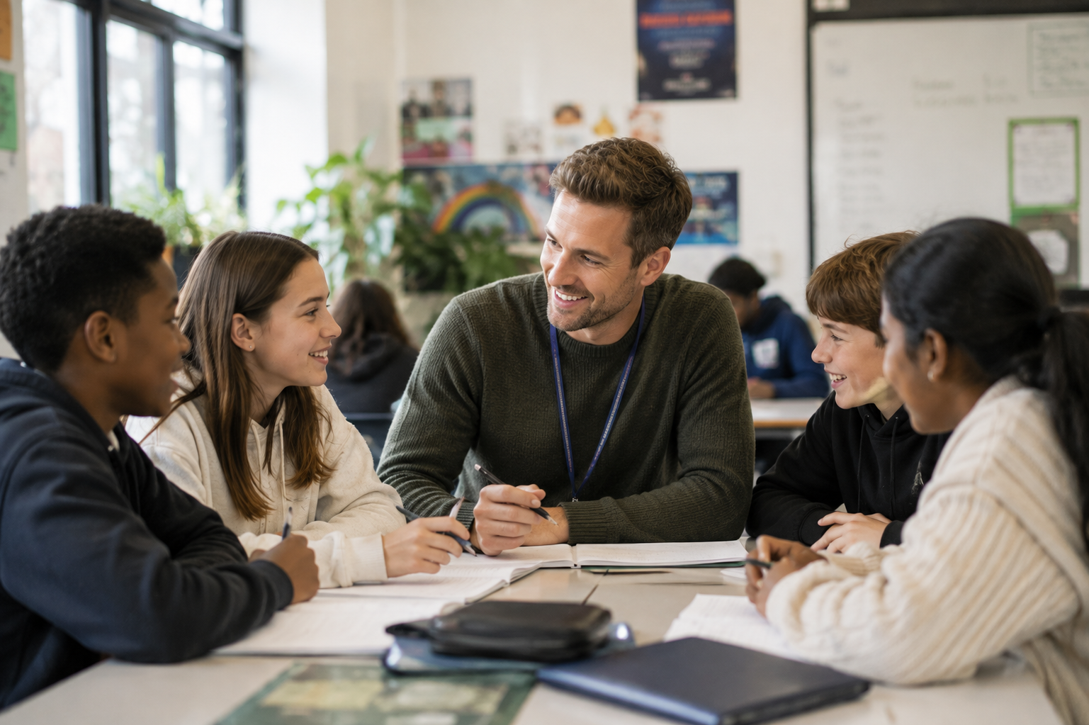 School staff working together