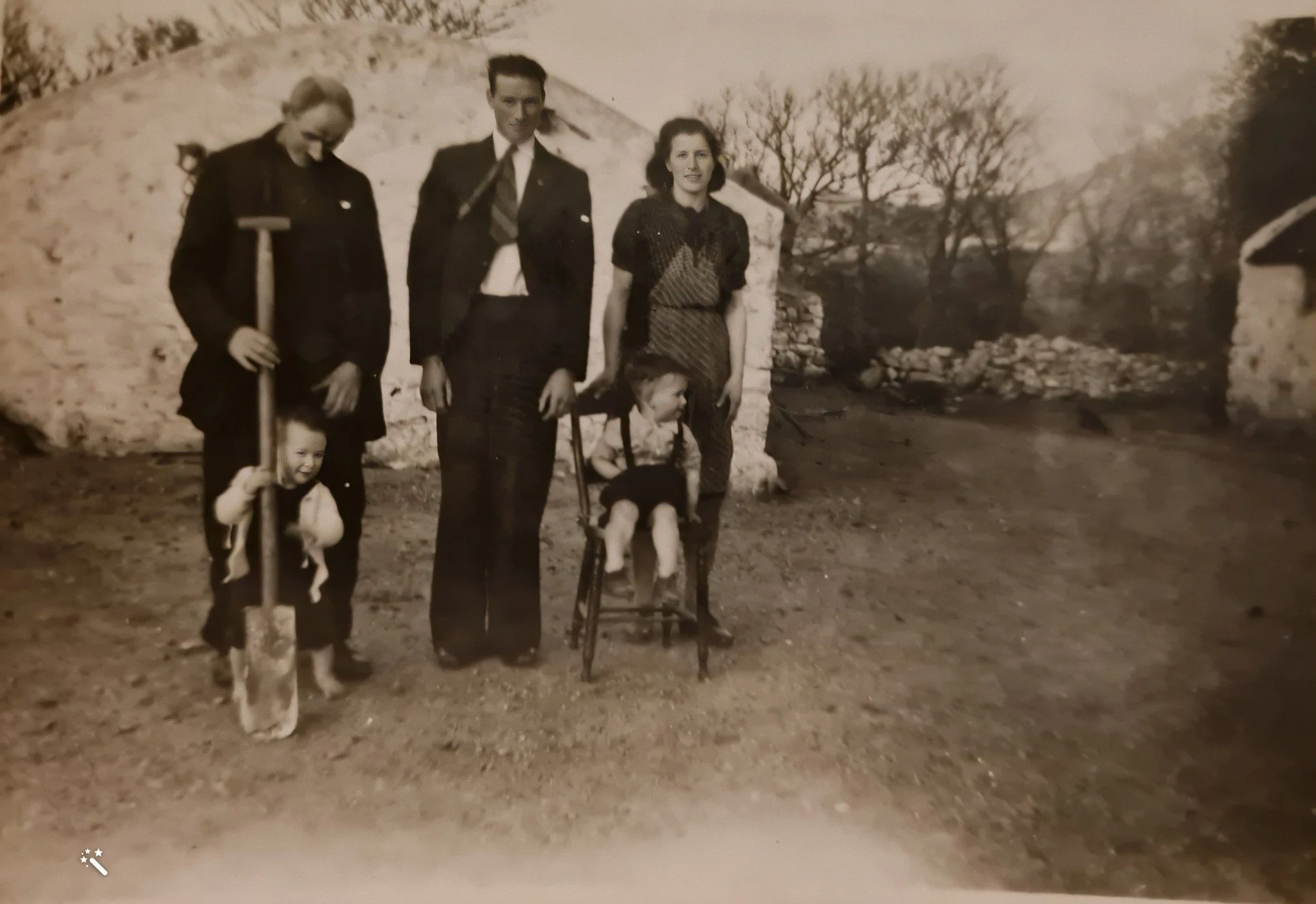 Three generations of Jennifer’s McLaughlin family outside the family home