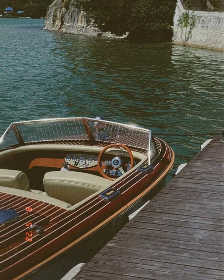Riva speedboat on Alpine lake