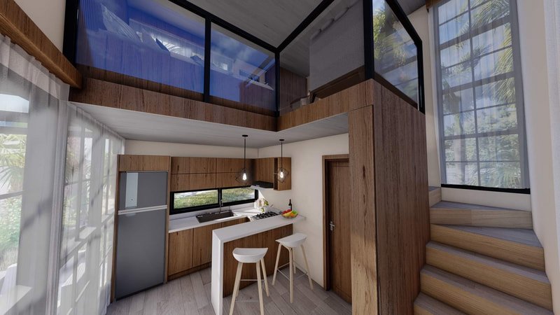 Arya Loft Cabin kitchen and loft