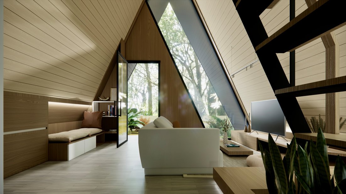 Mayon Loft Cabin main entrance and living room