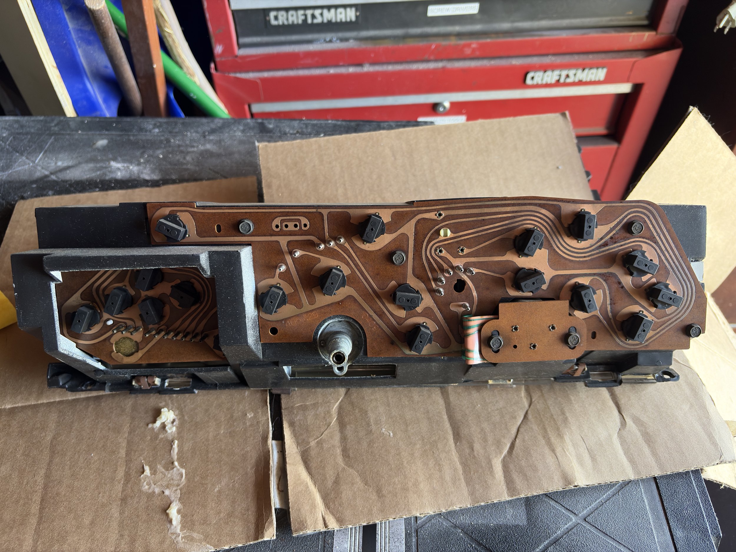 1985 Chrysler Town and Country dashboard cluster removed