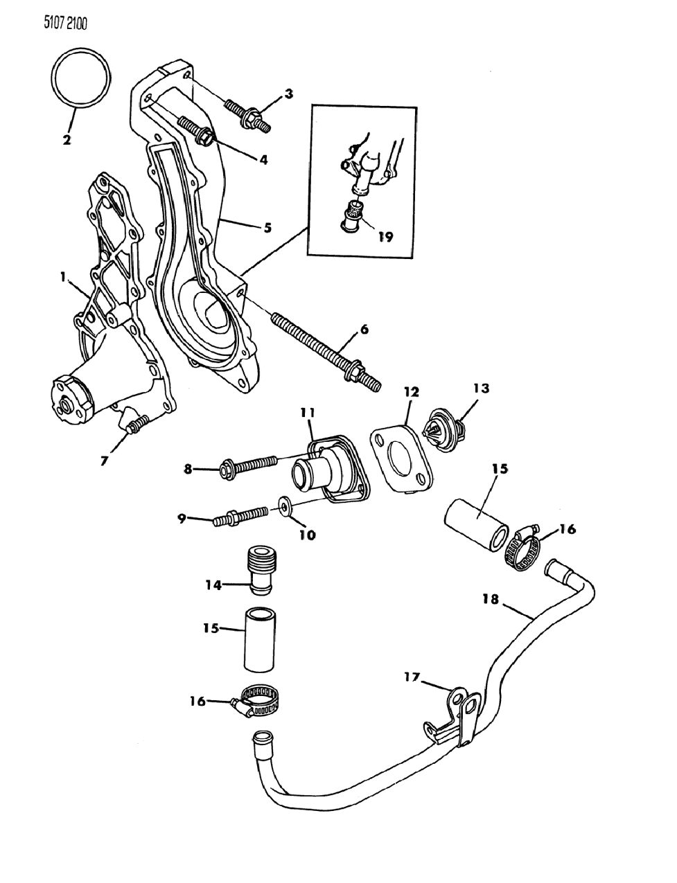 Cutaway diagram of an automotive water pump showing the impeller