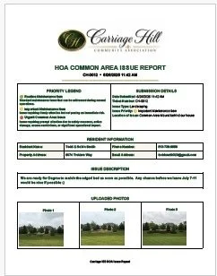 Sample common area issue report preview
