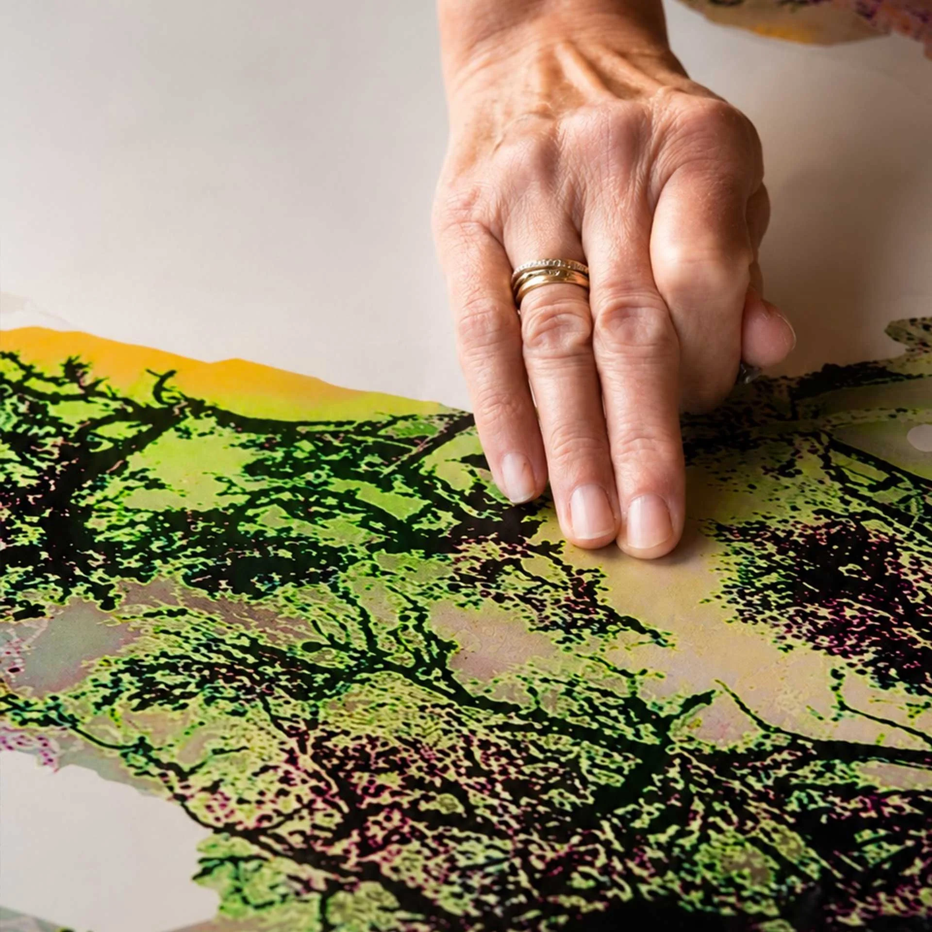 Karen Olsen Dunn working in her studio