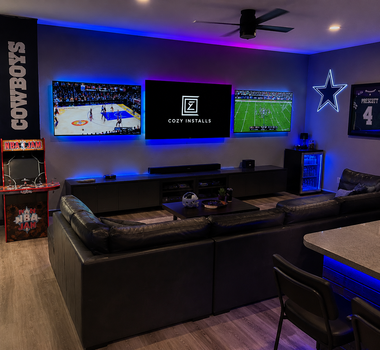 Game room TV installation