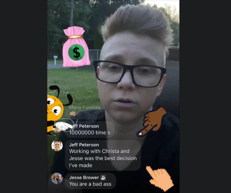 Original screenshot of Jeff Peterson saying working with Christa and Jesse was the best decision he has made