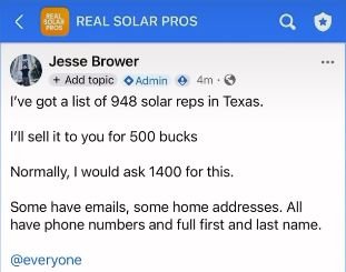 Video preview: Solar representatives list.