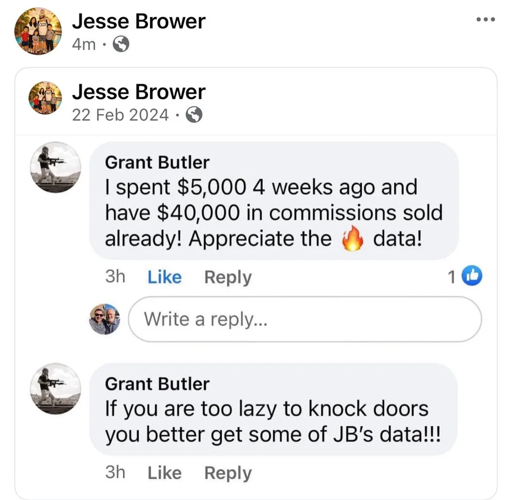 Original supplied screenshot: Grant Butler, Data buyer