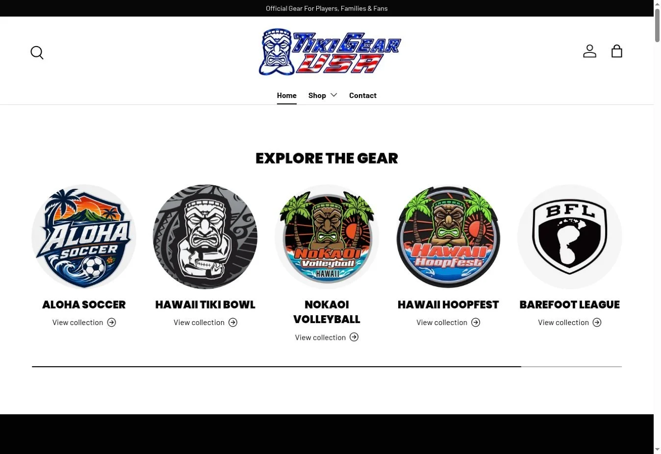 Tiki Gear USA e-commerce website designed by Intrinsic Era Marketing