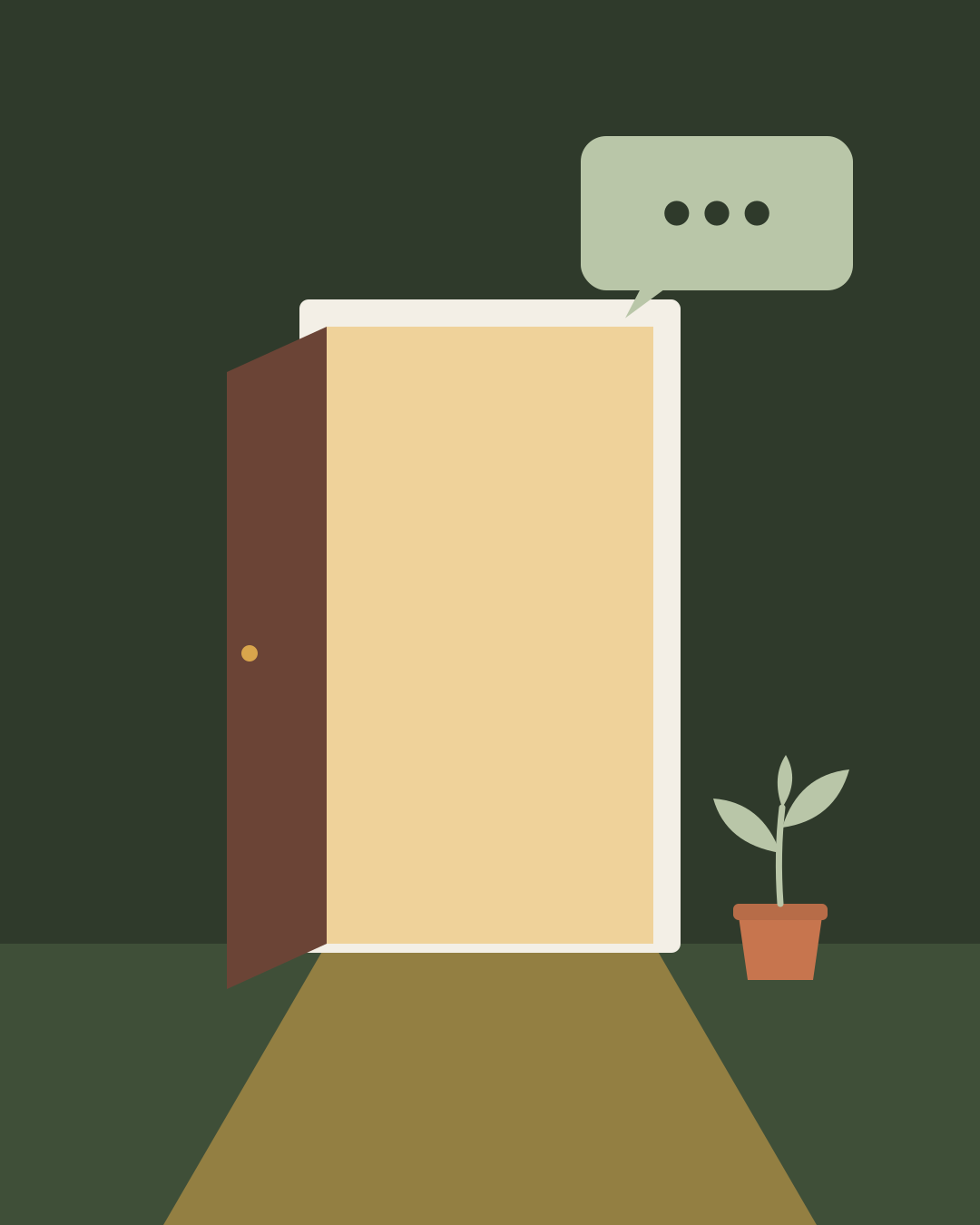 Illustration of an open door