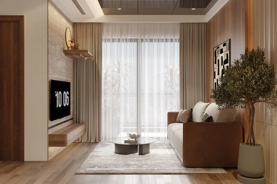 Phối cảnh thiết kế phòng khách Sun Panoma 2 — chưa thi công