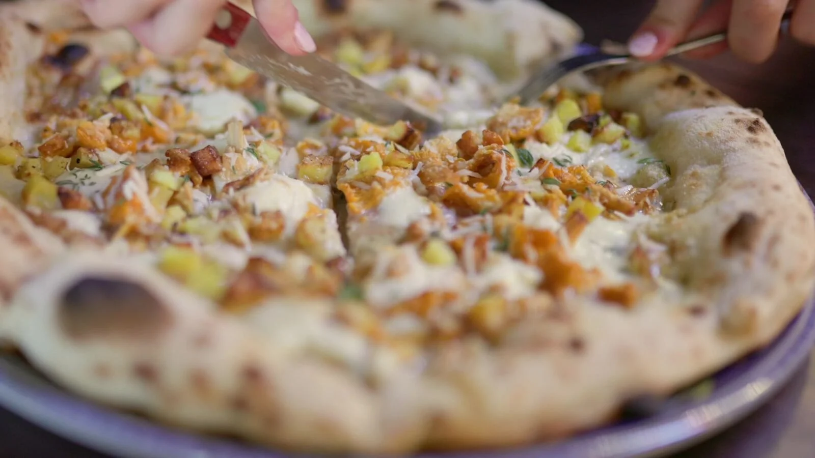 Wild mushroom pizza from the fire