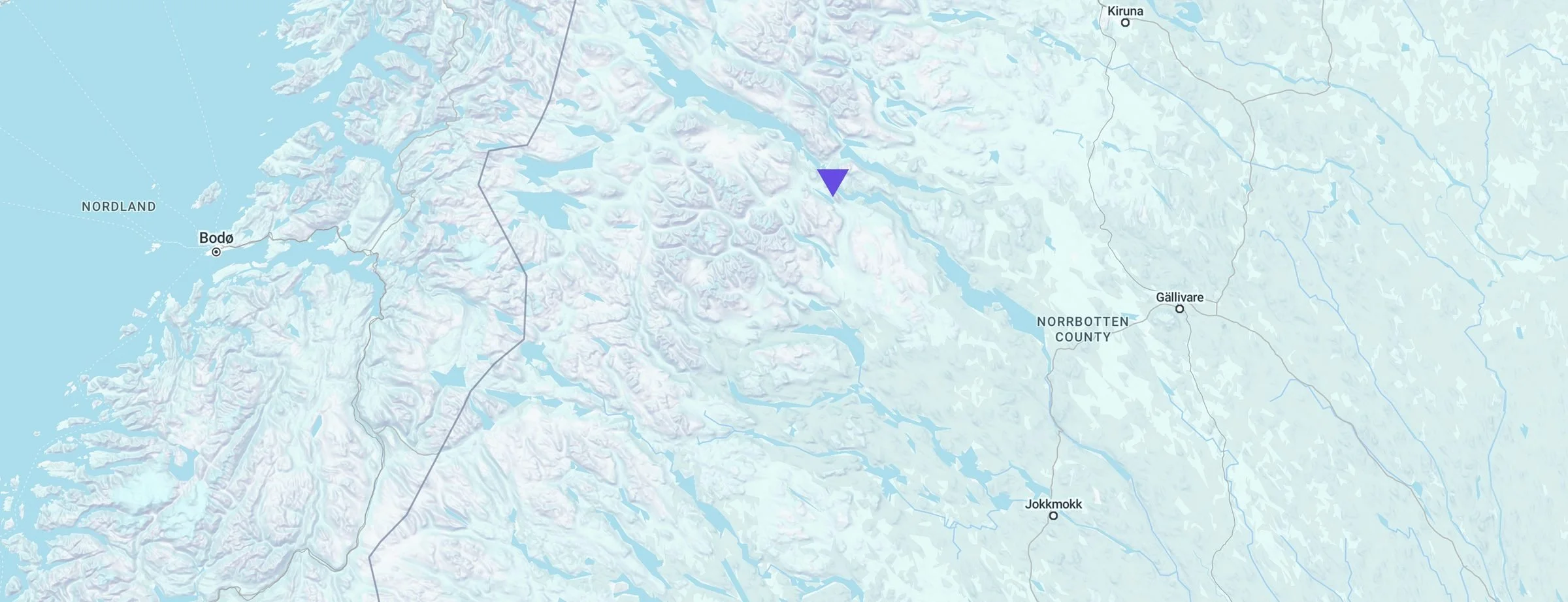 Map of Swedish Lapland showing where the week takes place, west of Jokkmokk and Gällivare