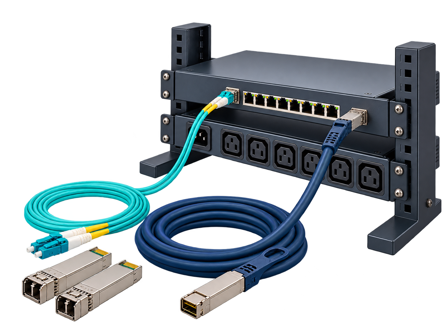 Network switch, optics, and connectivity cables