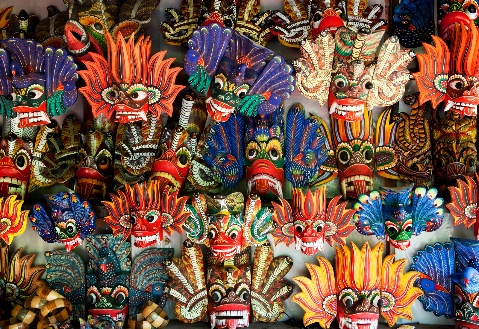 Traditional handcrafted masks in Sri Lanka