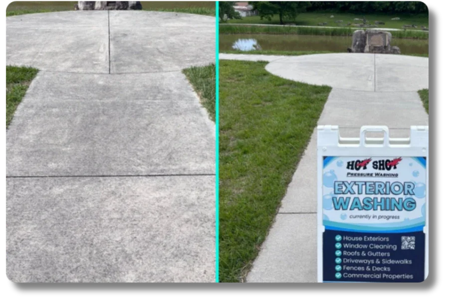 Concrete cleaning results Roanoke Valley