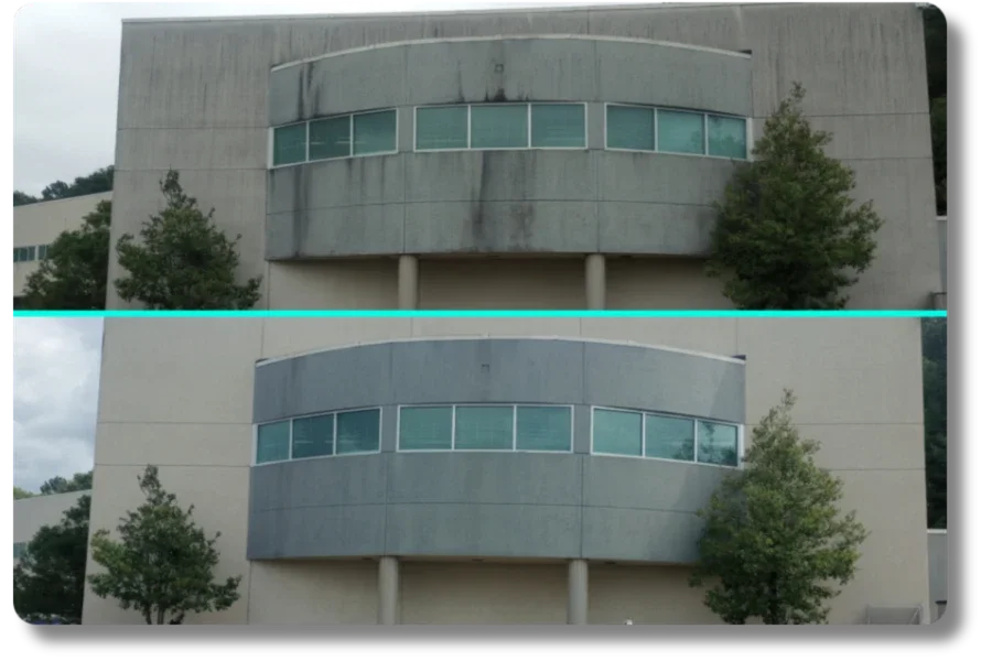 Building pressure washing before and after Salem VA