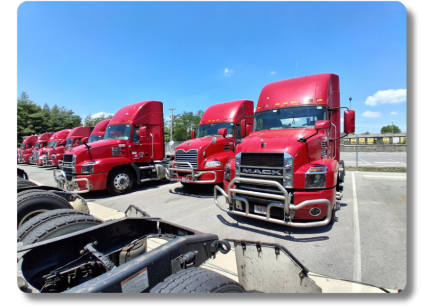 Hot Shot Pressure Washing commercial fleet trucks lined up for professional fleet washing service in Roanoke VA